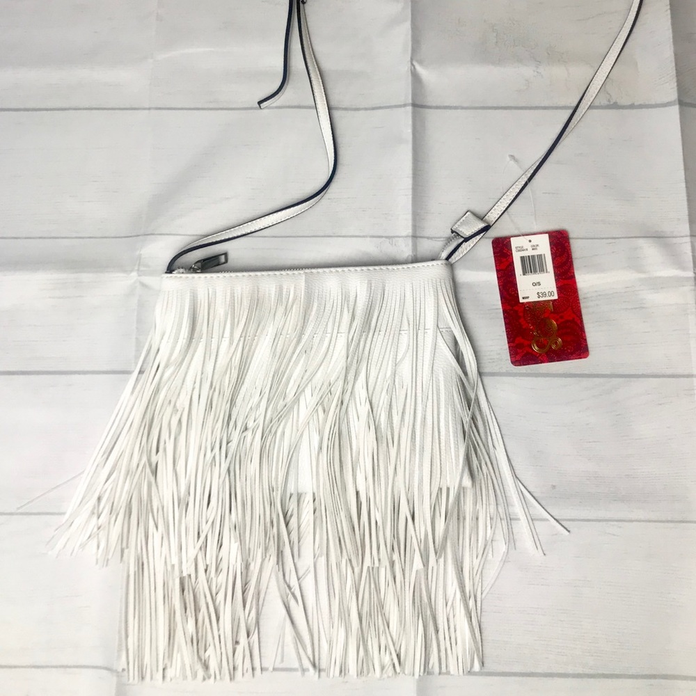 Carlos Santana White Fringe Crossbody Purse